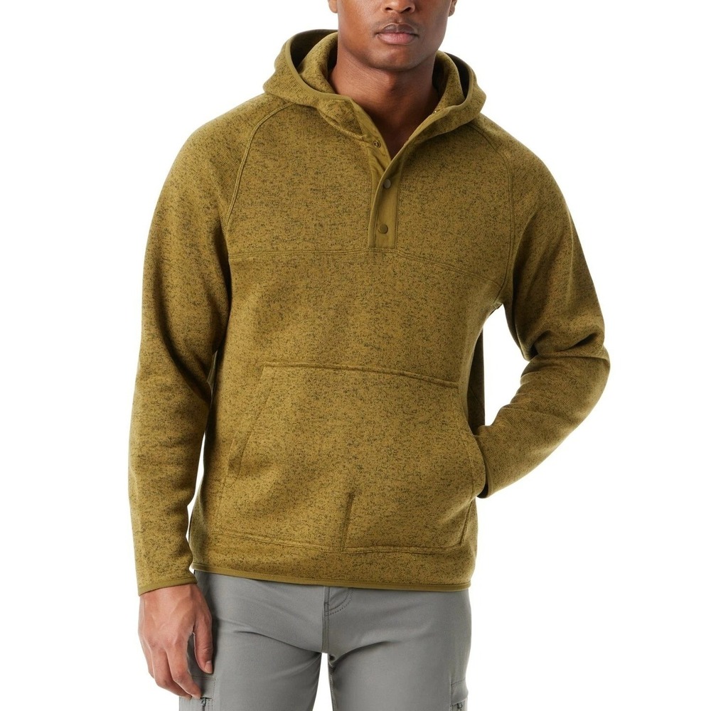 NWT Bass Outdoor Snap Hoodie Men's XXL Fir Green Polyester Fleece Pullover